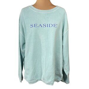 Seaside Waffle Sweatshirt Size XL Extra Large Light Teal Crew Neck Long Sleeve